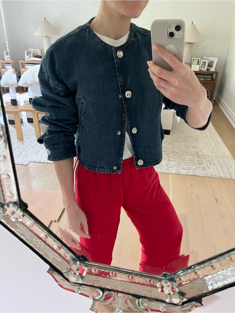 H&M Dark Blue Denim Cropped Jacket
